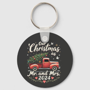 Our Christmas as Mr and Mrs 2024 Matching Couples Key Ring