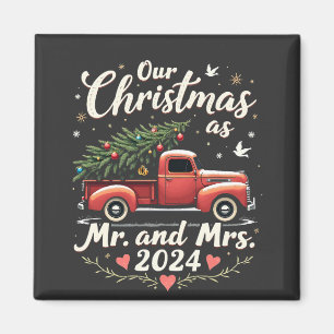 Our Christmas as Mr and Mrs 2024 Matching Couples Magnet