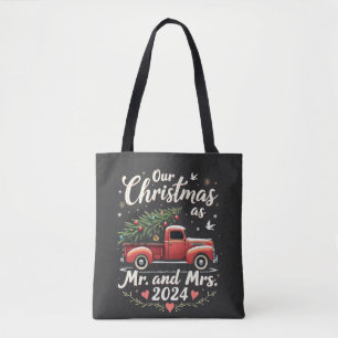 Our Christmas as Mr and Mrs 2024 Matching Couples Tote Bag