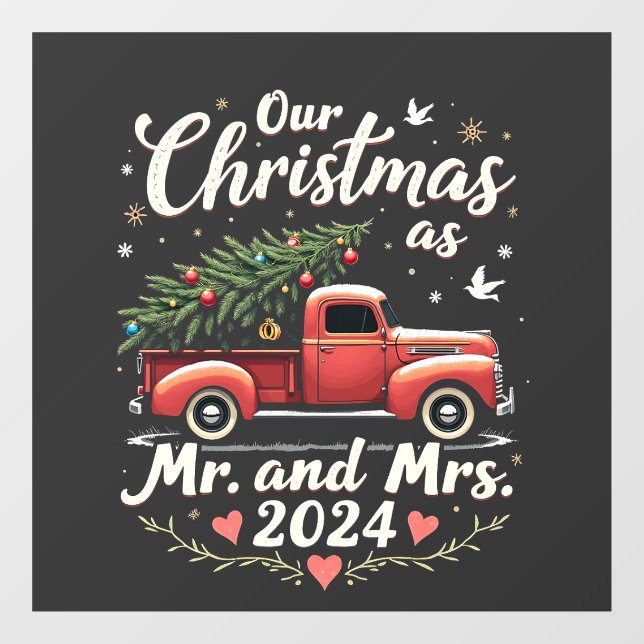 Our Christmas as Mr and Mrs 2024 Matching Couples Window Cling (Sheet)
