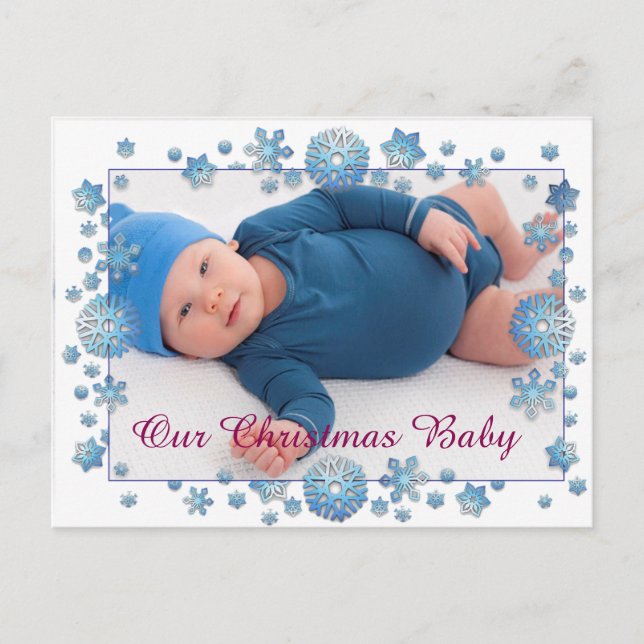 Our Christmas Baby, Birth Announcement Postcard (Front)