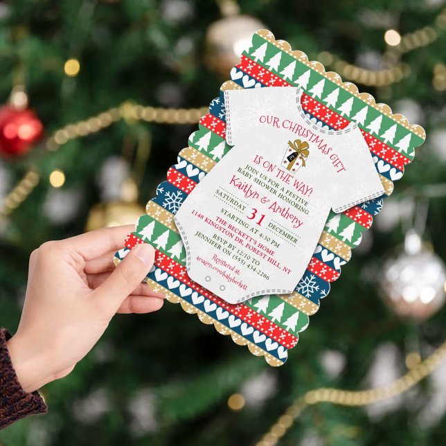 Our Christmas Gift Is On The Way! Baby Shower Invitation (Creator Uploaded)