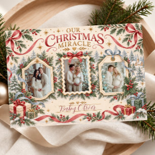 Our Christmas Miracle 3 Photo Holiday Card