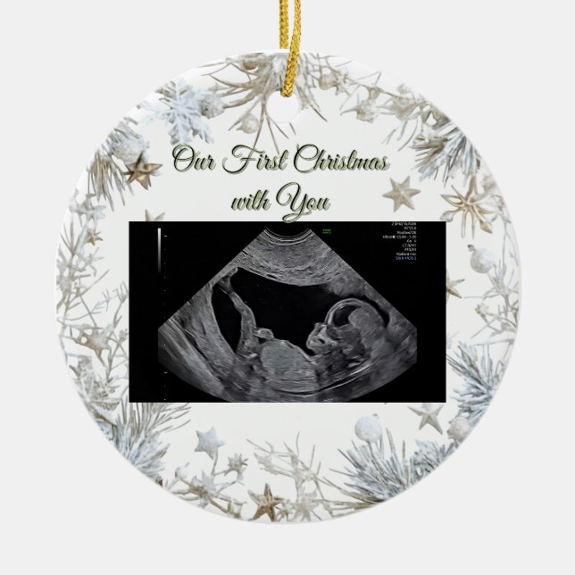 Our Christmas Miracle | Pregnancy Ultrasound  Ceramic Tree Decoration (Front)