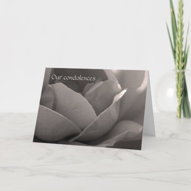 Our condolences - rose card in b&w (Front)