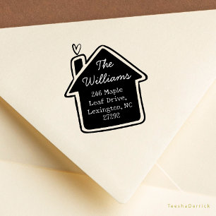 Our Cute New House Announcement Return Address Rubber Stamp