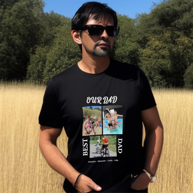 Our Dad Best Dad Photo Collage Personalise Father T-Shirt (Creator Uploaded)