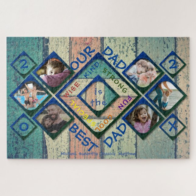 Our Dad is the Best Dad Wood Photo Collage Jigsaw Puzzle (Horizontal)