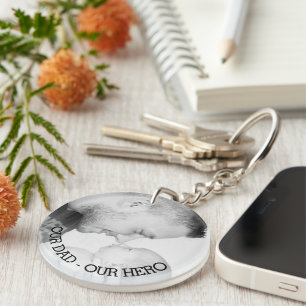 Our Dad - Our Hero   Personalised Photo Key Ring