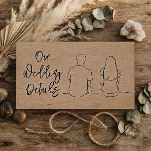 Our Details Wedding Website Kraft Line Drawing Enclosure Card
