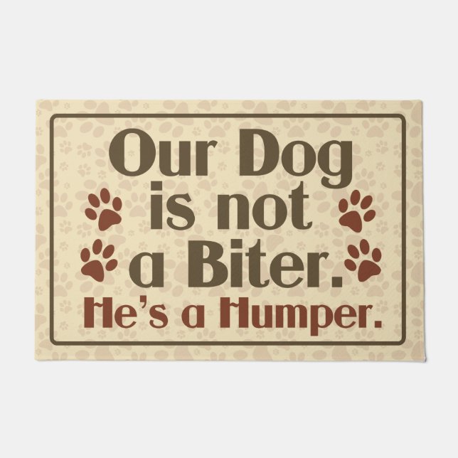 Our Dog is Not A Biter Humour Doormat (Front)