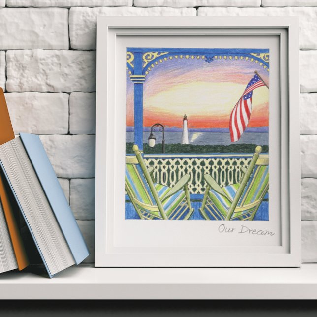 Our Dream Beach House Porch Lighthouse Poster (Creator Uploaded)