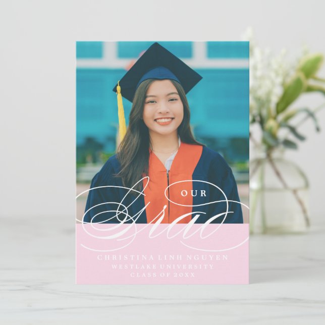OUR ELEGANT SCRIPT GRAD | GRADUATION INVITATION (Standing Front)