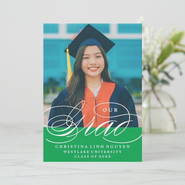 OUR ELEGANT SCRIPT GRAD | GRADUATION INVITATION (Standing Front)