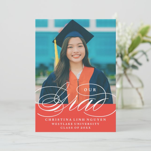 OUR ELEGANT SCRIPT GRAD | GRADUATION INVITATION (Standing Front)