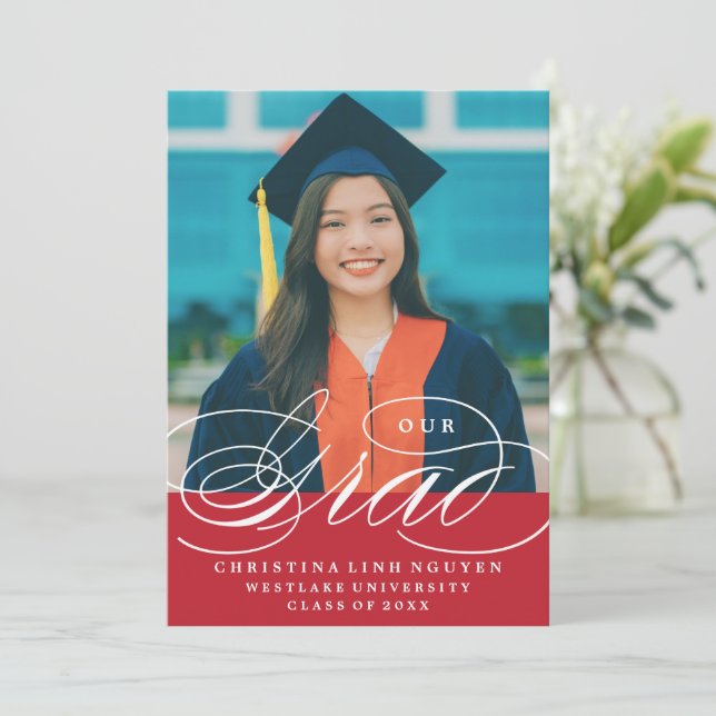 OUR ELEGANT SCRIPT GRAD | GRADUATION INVITATION (Standing Front)