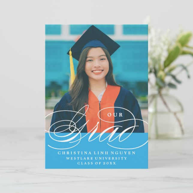 OUR ELEGANT SCRIPT GRAD | GRADUATION INVITATION (Standing Front)