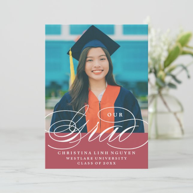 OUR ELEGANT SCRIPT GRAD | GRADUATION INVITATION (Standing Front)