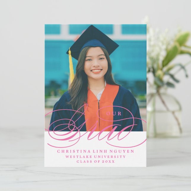OUR ELEGANT SCRIPT GRAD | GRADUATION INVITATION (Standing Front)