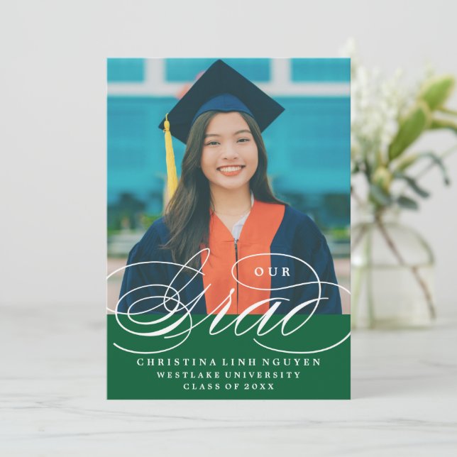 OUR ELEGANT SCRIPT GRAD | GRADUATION INVITATION (Standing Front)