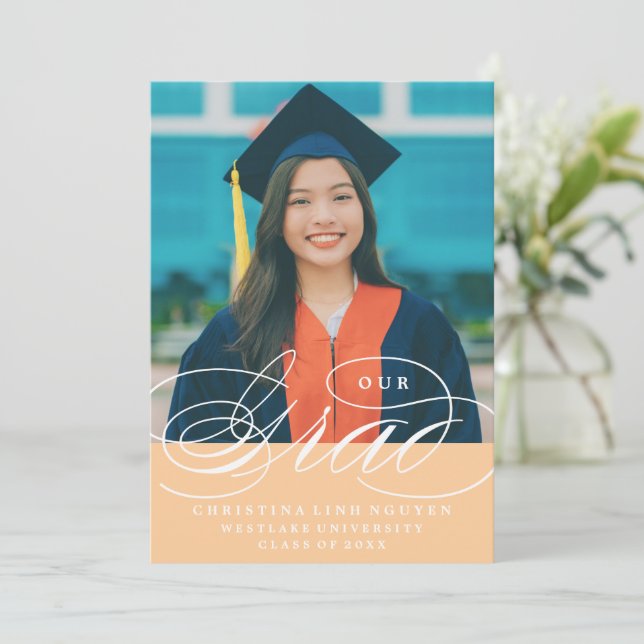 OUR ELEGANT SCRIPT GRAD | GRADUATION INVITATION (Standing Front)