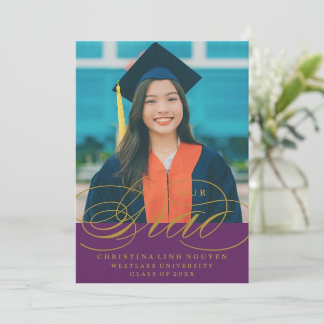 OUR ELEGANT SCRIPT GRAD | GRADUATION INVITATION (Standing Front)