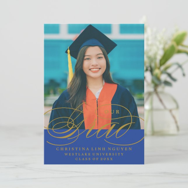 OUR ELEGANT SCRIPT GRAD | GRADUATION INVITATION (Standing Front)