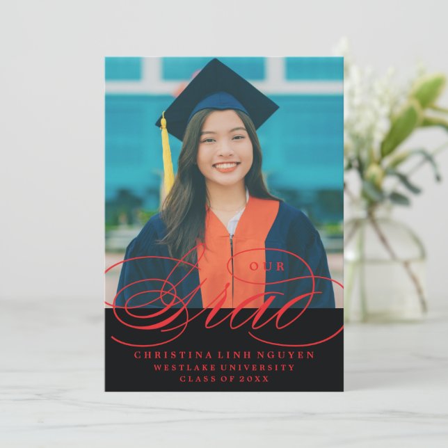 OUR ELEGANT SCRIPT GRAD | GRADUATION INVITATION (Standing Front)