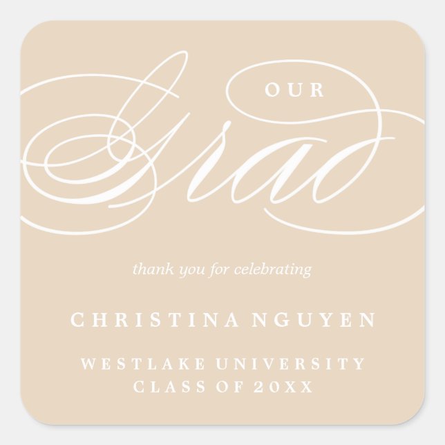 OUR ELEGANT SCRIPT GRAD | THANK YOU STICKER (Front)