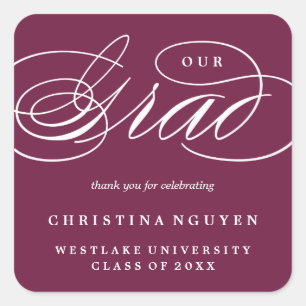 OUR ELEGANT SCRIPT GRAD   THANK YOU STICKER