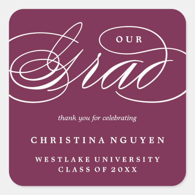 OUR ELEGANT SCRIPT GRAD | THANK YOU STICKER (Front)