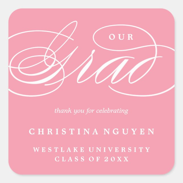 OUR ELEGANT SCRIPT GRAD | THANK YOU STICKER (Front)