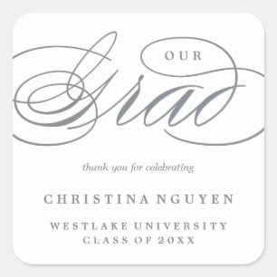 OUR ELEGANT SCRIPT GRAD THANK YOU STICKER
