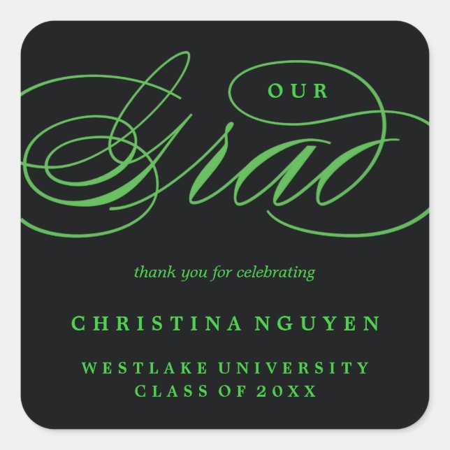 OUR ELEGANT SCRIPT GRAD | THANK YOU STICKER (Front)