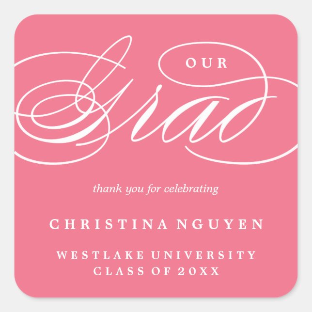OUR ELEGANT SCRIPT GRAD | THANK YOU STICKER (Front)