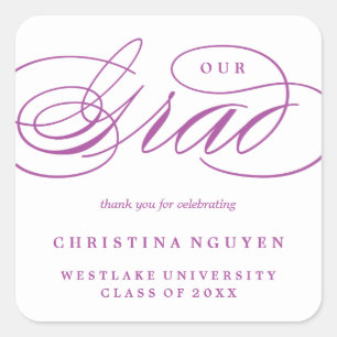 OUR ELEGANT SCRIPT GRAD THANK YOU STICKER