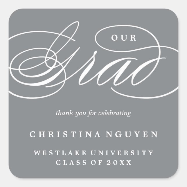 OUR ELEGANT SCRIPT GRAD | THANK YOU STICKER (Front)