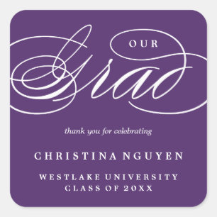 OUR ELEGANT SCRIPT GRAD   THANK YOU STICKER