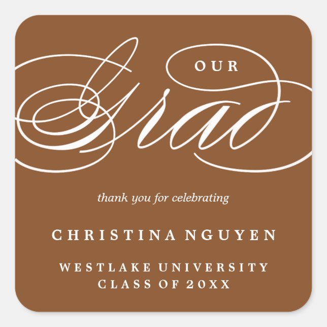 OUR ELEGANT SCRIPT GRAD | THANK YOU STICKER (Front)