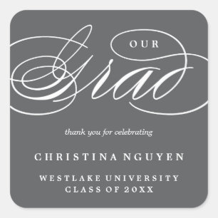 OUR ELEGANT SCRIPT GRAD THANK YOU STICKER