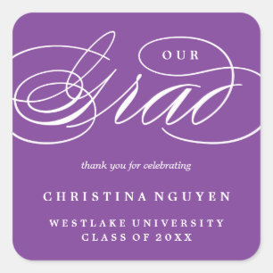 OUR ELEGANT SCRIPT GRAD   THANK YOU STICKER