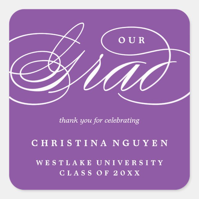 OUR ELEGANT SCRIPT GRAD | THANK YOU STICKER (Front)