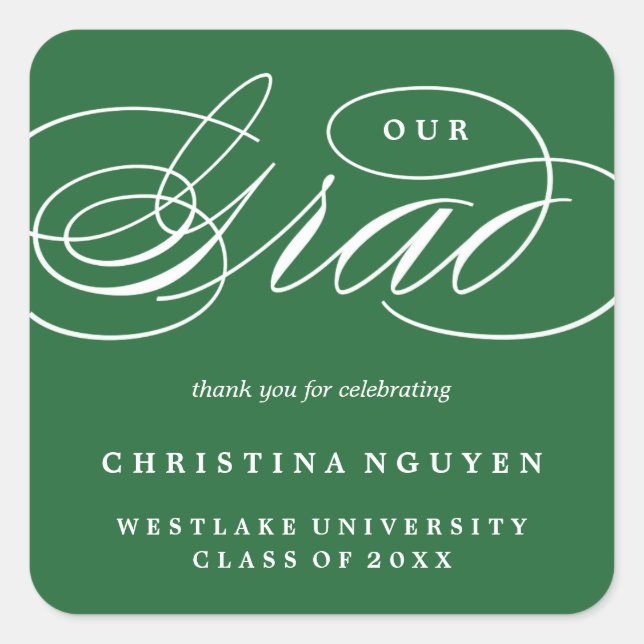 OUR ELEGANT SCRIPT GRAD | THANK YOU STICKER (Front)