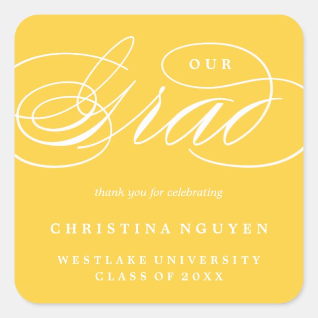OUR ELEGANT SCRIPT GRAD | THANK YOU STICKER (Front)