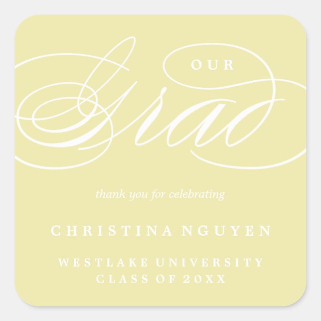 OUR ELEGANT SCRIPT GRAD | THANK YOU STICKER (Front)