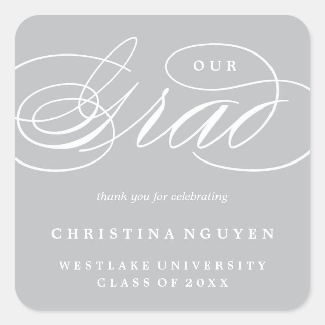 OUR ELEGANT SCRIPT GRAD | THANK YOU STICKER (Front)