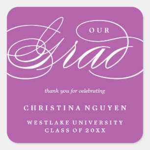 OUR ELEGANT SCRIPT GRAD   THANK YOU STICKER
