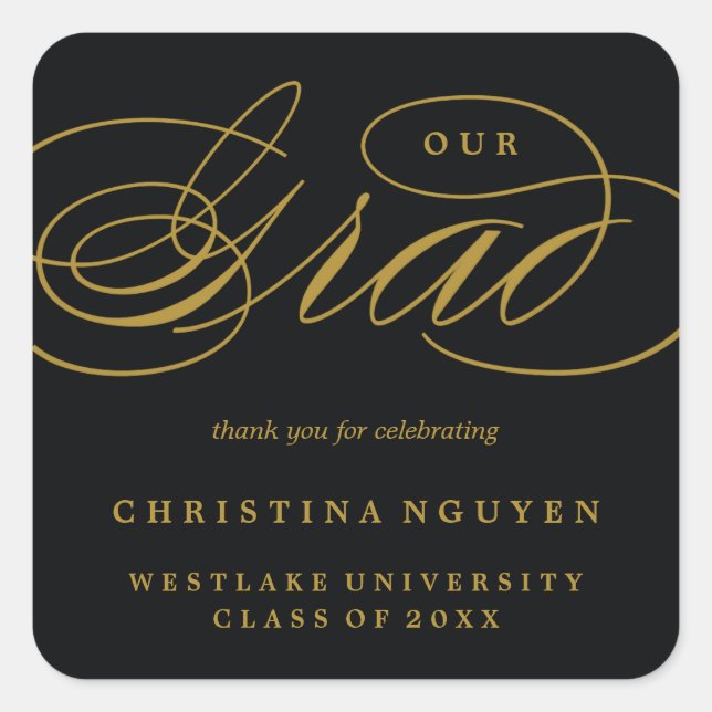 OUR ELEGANT SCRIPT GRAD | THANK YOU STICKER (Front)