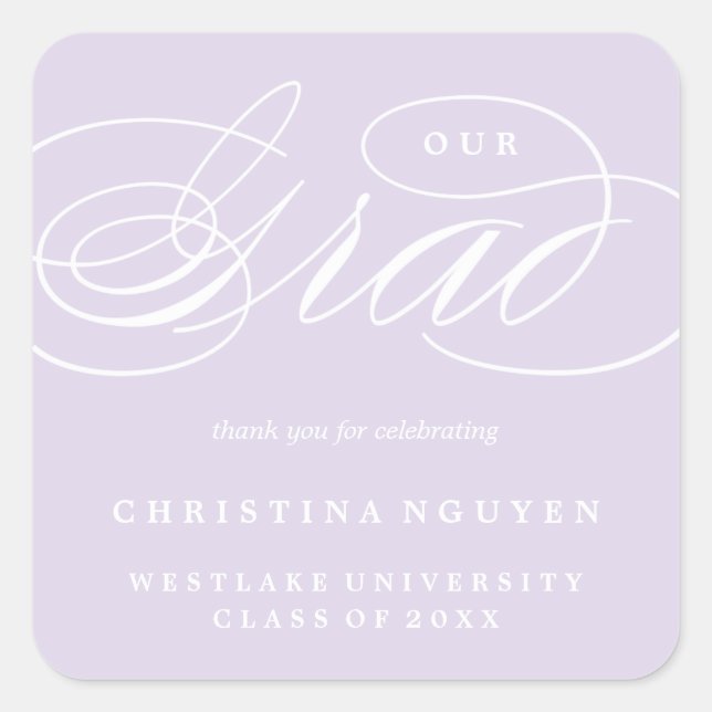 OUR ELEGANT SCRIPT GRAD | THANK YOU STICKER (Front)