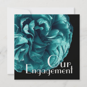 Our Engagement - Elegant Turquoise Blue Rose Invitation